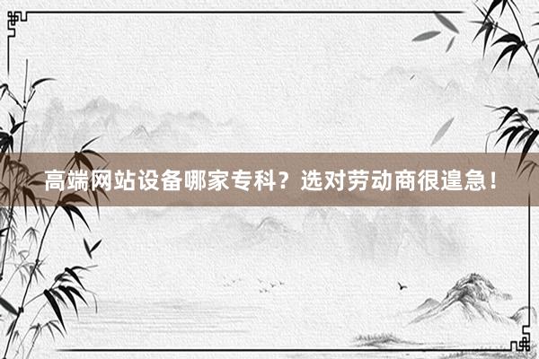 高端网站设备哪家专科？选对劳动商很遑急！